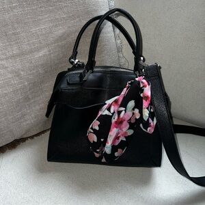 Steve Madden Black Shoulder Bag with Floral Accent